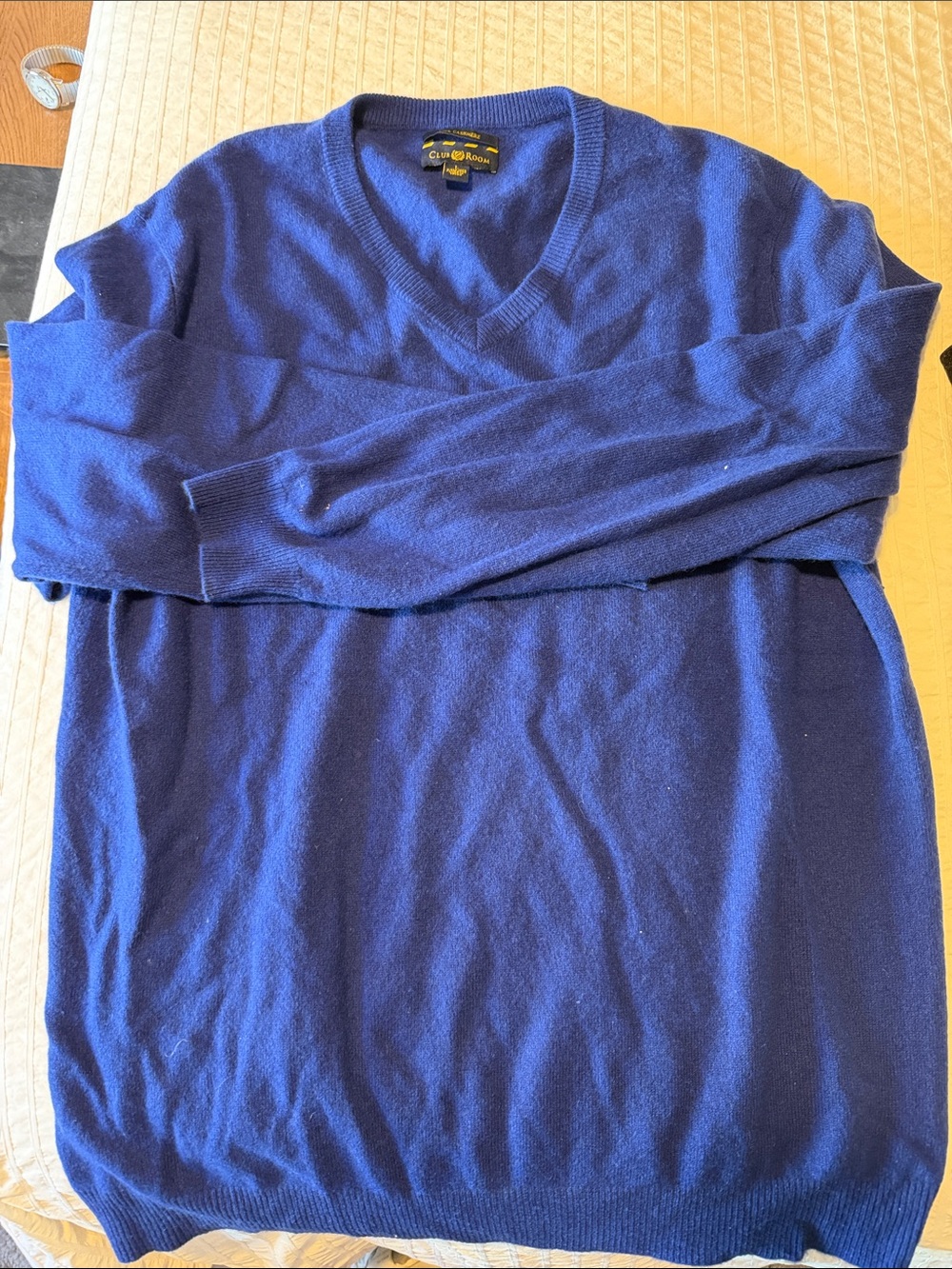 Club Room Cashmere Men's V-Neck Sweater in Royal Blue